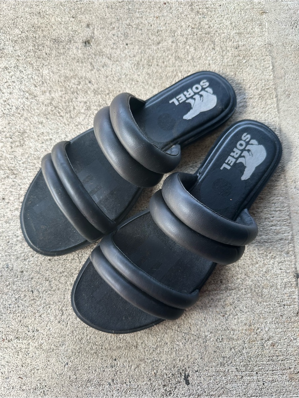Sorel Black Ella II Puff Slide Sandals